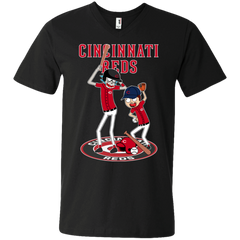 Cincinnati Reds Baseball Rick And Morty Men's V-Neck T-Shirt - The White Eagles
