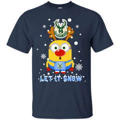 Minion Milwaukee Bucks Ugly Christmas Sweaters Let It Snow Cotton T-Shirt - The White Eagles