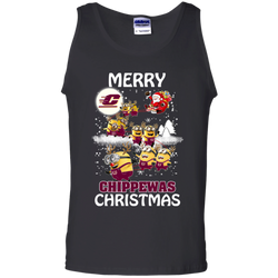Central Michigan Chippewas Ugly Christmas Sweaters Minions Santa Claus Merry Christmas Tank Top - The White Eagles
