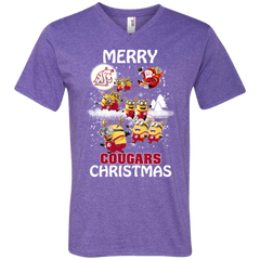 Washington State Cougars Ugly Christmas Sweaters Minions Santa Claus Merry Christmas Men's V-Neck T-Shirt - The White Eagles