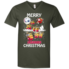 South Alabama Jaguars Ugly Christmas Sweaters Minions Santa Claus Merry Christmas Men's V-Neck T-Shirt - The White Eagles