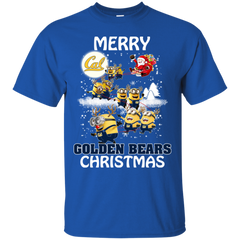 California Golden Bears Ugly Christmas Sweaters Minions Santa Claus Merry Christmas Cotton T-Shirt - The White Eagles