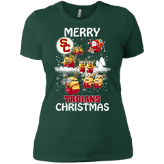 Usc Trojans Ugly Christmas Sweaters Minions Santa Claus Merry Christmas Ladies' Shirt - The White Eagles