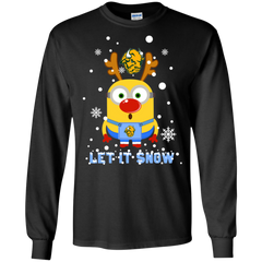 Minion North Dakota State Bison Ugly Christmas Sweaters Let It Snow LS Cotton T-Shirt - The White Eagles