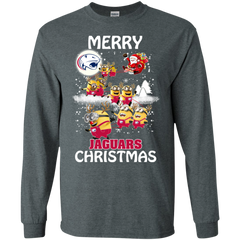 South Alabama Jaguars Ugly Christmas Sweaters Minions Santa Claus Merry Christmas LS Cotton T-Shirt - The White Eagles