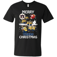 Auburn Tigers T Shirts Minions Santa Claus Merry Christmas Men's V-Neck T-Shirt - The White Eagles