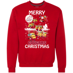 Washington State Cougars Ugly Christmas Sweaters Minions Santa Claus Merry Christmas Sweatshirt - The White Eagles