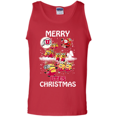 Utah Utes Ugly Christmas Sweaters Minions Santa Claus Merry Christmas Tank Top - The White Eagles