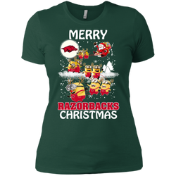 Arkansas Razorback Ugly Christmas Sweaters Minions Santa Claus Merry Christmas Ladies' Shirt - The White Eagles