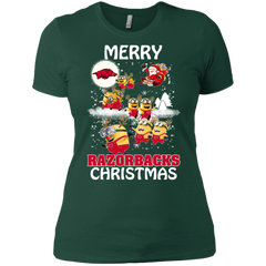 Arkansas Razorback Ugly Christmas Sweaters Minions Santa Claus Merry Christmas Ladies' Shirt - The White Eagles