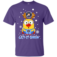 Minion Houston Astros  Ugly Christmas Sweaters Let It Snow Cotton T-Shirt - The White Eagles