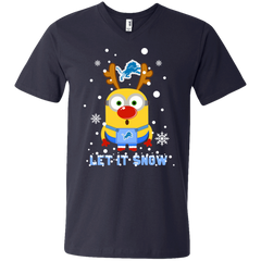 Minion Detroit Lions Ugly Christmas Sweaters Let It Snow Men's V-Neck T-Shirt - The White Eagles