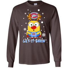 Minion Montréal Canadiens Ugly Christmas Sweaters Let It Snow LS Cotton T-Shirt - The White Eagles