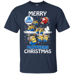 Georgia State Panthers Ugly Christmas Sweaters Minions Santa Claus Merry Christmas Cotton T-Shirt - The White Eagles