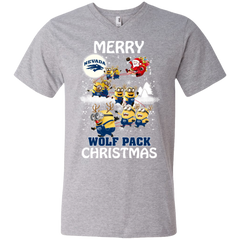 Nevada Wolf Pack Ugly Christmas Sweaters Minions Santa Claus Merry Christmas Men's V-Neck T-Shirt - The White Eagles