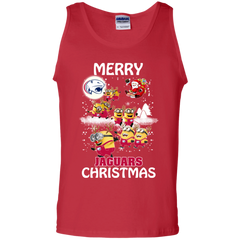 South Alabama Jaguars Ugly Christmas Sweaters Minions Santa Claus Merry Christmas Tank Top - The White Eagles