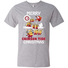 Alabama Crimson Tide T Shirts Minions Santa Claus Merry Christmas Men's V-Neck T-Shirt - The White Eagles