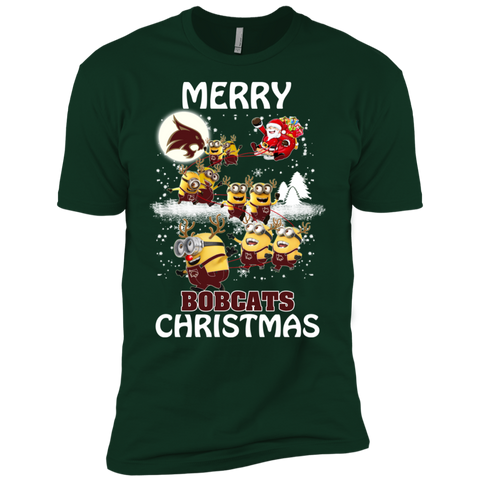 Texas State Bobcats Ugly Christmas Sweaters Minions Santa Claus Merry Christmas Men's Sleeve Shirt - The White Eagles