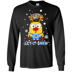 Minion Anaheim Ducks Ugly Christmas Sweaters Let It Snow LS Cotton T-Shirt - The White Eagles