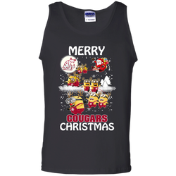 Washington State Cougars Ugly Christmas Sweaters Minions Santa Claus Merry Christmas Tank Top - The White Eagles