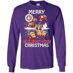 Alabama Crimson Tide T Shirts Minions Santa Claus Merry Christmas LS Cotton T-Shirt - The White Eagles