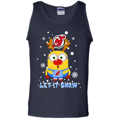 Minion New Jersey Devils Ugly Christmas Sweaters Let It Snow Tank Top - The White Eagles