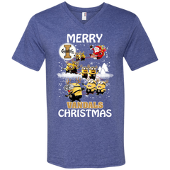 Idaho Vandals Ugly Christmas Sweaters Minions Santa Claus Merry Christmas Men's V-Neck T-Shirt - The White Eagles