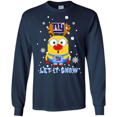 Minion New York Giants Ugly Christmas Sweaters Let It Snow LS Cotton T-Shirt - The White Eagles