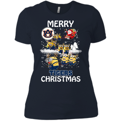 Auburn Tigers Ugly Christmas Sweaters Minions Santa Claus Merry Christmas Ladies' Shirt - The White Eagles