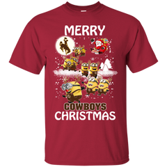 Wyoming Cowboys Ugly Christmas Sweaters Minions Santa Claus Merry Christmas Cotton T-Shirt - The White Eagles