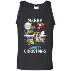 Utah State Aggies Ugly Christmas Sweaters Minions Santa Claus Merry Christmas Tank Top - The White Eagles