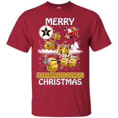 Vanderbilt Commodores Ugly Christmas Sweaters Minions Santa Claus Merry Christmas Cotton T-Shirt - The White Eagles