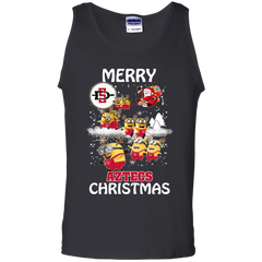 San Diego State Athletics Ugly Christmas Sweaters Minions Santa Claus Merry Christmas Tank Top - The White Eagles
