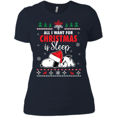 All I Want For Christmas Is Sleep Snoopy The Peanuts Movie Ladies' Shirt - The White Eagles