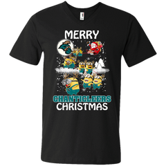 Coastal Carolina Chanticleers Ugly Christmas Sweaters Minions Santa Claus Merry Christmas Men's V-Neck T-Shirt - The White Eagles