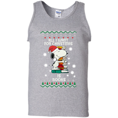 All I Want For Christmas Is Books Snoopy The Peanuts Movie Tank Top - The White Eagles