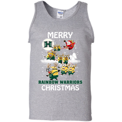 Hawaii Rainbow Warriors Ugly Christmas Sweaters Minions Santa Claus Merry Christmas Tank Top - The White Eagles