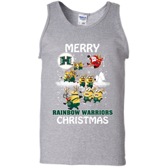 Hawaii Rainbow Warriors Ugly Christmas Sweaters Minions Santa Claus Merry Christmas Tank Top - The White Eagles