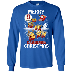 Stanford Cardinal Ugly Christmas Sweaters Minions Santa Claus Merry Christmas LS Cotton T-Shirt - The White Eagles