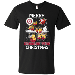 Alabama Crimson Tide T Shirts Minions Santa Claus Merry Christmas Men's V-Neck T-Shirt - The White Eagles