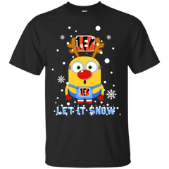 Minion Cincinnati Bengals Ugly Christmas Sweaters Let It Snow Cotton T-Shirt - The White Eagles