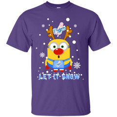 Minion Los Angeles Dodgers  Ugly Christmas Sweaters Let It Snow Cotton T-Shirt - The White Eagles