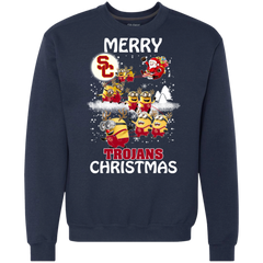Usc Trojans Ugly Christmas Sweaters Minions Santa Claus Merry Christmas Sweatshirt - The White Eagles