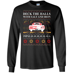 Deck The Halls With Salt And Iron Ugly Christmas Sweater LS Cotton T-Shirt - The White Eagles
