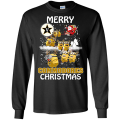 Vanderbilt Commodores Ugly Christmas Sweaters Minions Santa Claus Merry Christmas LS Cotton T-Shirt - The White Eagles