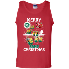 Colorado State Rams Ugly Christmas Sweaters Minions Santa Claus Merry Christmas Tank Top - The White Eagles