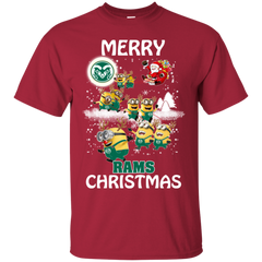 Colorado State Rams Ugly Christmas Sweaters Minions Santa Claus Merry Christmas Cotton T-Shirt - The White Eagles