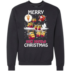 Arizona State Sun Devils Ugly Christmas Sweaters Minions Santa Claus Merry Christmas Sweatshirt - The White Eagles
