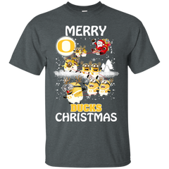 Oregon Ducks Ugly Christmas Sweaters Minions Santa Claus Merry Christmas Cotton T-Shirt - The White Eagles