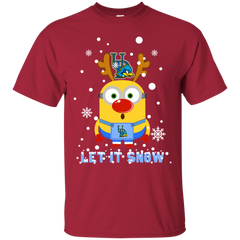 Minion Delaware Fightin_ Blue Hens Ugly Christmas Sweaters Let It Snow Cotton T-Shirt - The White Eagles